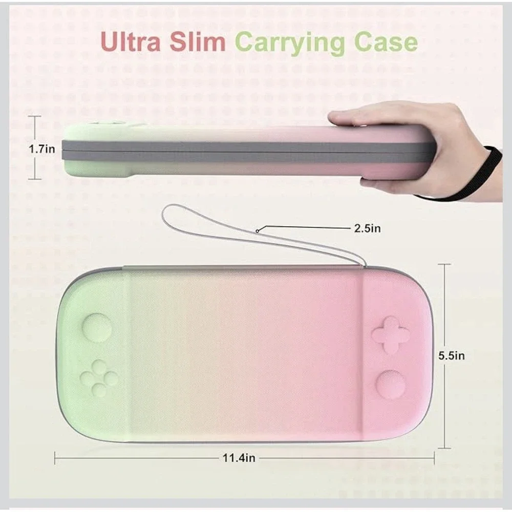 STARTRC GAMES Slim Hard Shell Carrying Case for Nintendo Switch 2 Pink & Green